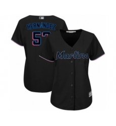 Women's Miami Marlins #57 Elieser Hernandez Authentic Black Alternate 2 Cool Base Baseball Player Jersey