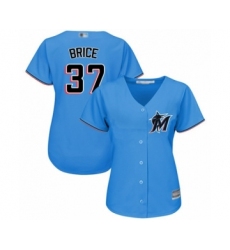 Women's Miami Marlins #37 Austin Brice Authentic Blue Alternate 1 Cool Base Baseball Player Jersey