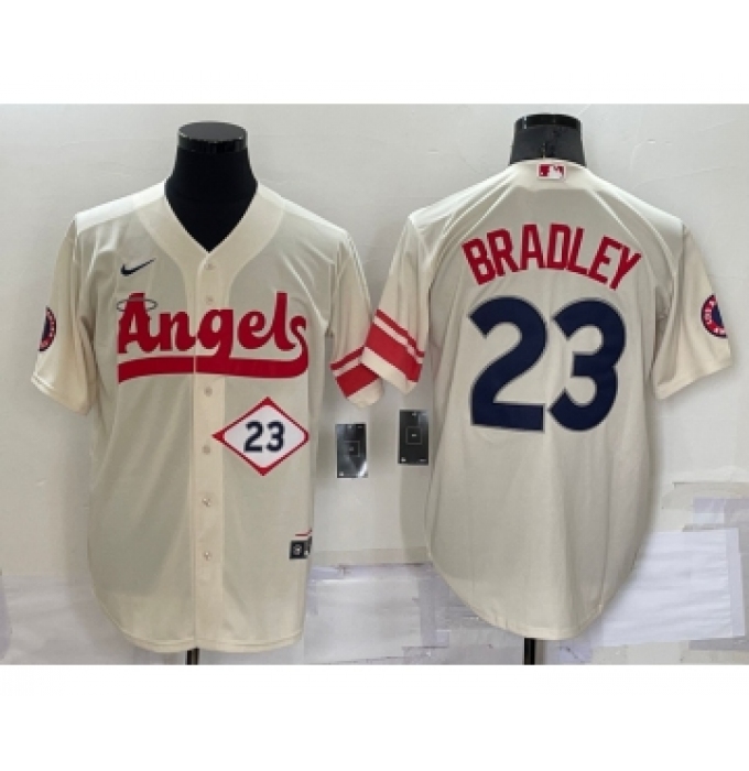 Men's Los Angeles Angels #23 Archie Bradley Number Cream 2022 City Connect Cool Base Stitched Jersey