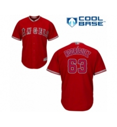 Youth Los Angeles Angels of Anaheim #63 Jose Rodriguez Authentic Red Alternate Cool Base Baseball Player Jersey