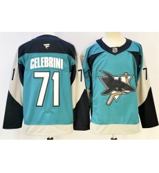 Men's San Jose Sharks #71 Macklin Celebrini Teal 2025 Alternate Stitched Hockey Jersey
