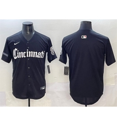 Men's Cincinnati Reds Blank Black 'Gothic Queen City Edition' Vapor Premier Limited Stitched Baseball Jersey