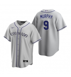 Men's Nike Colorado Rockies #9 Daniel Murphy Gray Road Stitched Baseball Jersey
