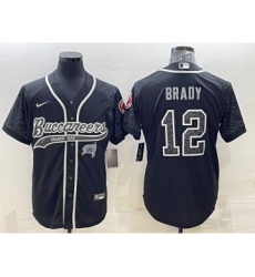 Men's Tampa Bay Buccaneers #12 Tom Brady Black Reflective Limited Stitched Football Jersey
