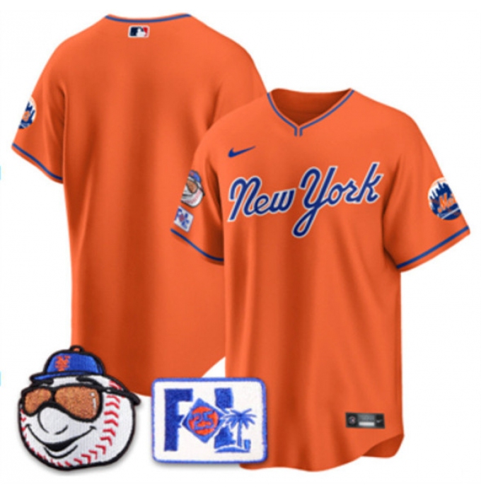 Men's New York Mets Blank Orange 2025 Spring Training Stitched Baseball Jersey