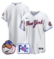 Men's New York Mets Blank White 2025 Spring Training Stitched Baseball Jersey