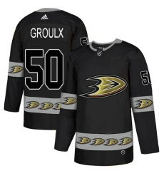 Men's Adidas Anaheim Ducks #50 Benoit-Olivier Groulx Premier Black Team Logo Fashion NHL Jersey