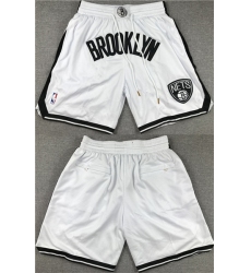 Mens Brooklyn Nets White Shorts (Run Small)