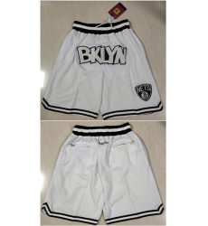 Men's Brooklyn Nets White Shorts