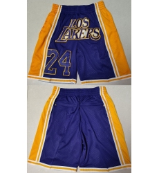 Men's Los Angeles Lakers #24 Purple Gold Shorts (Run Small)