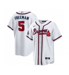Men's Atlanta Braves #5 Freddie Freeman 2021 White World Series Champions Cool Base Stitched Jersey