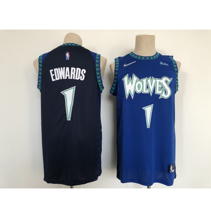Men's Minnesota Timberwolves #1 Anthony Edwards Nike Blue City Player Jersey