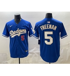 Men's Los Angeles Dodgers #5 Freddie Freeman Royal Limited Stitched Baseball Jersey