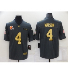 Men's Cleveland Browns #4 Deshaun Watson Grey Gold Salute To Service Limited Stitched Jersey