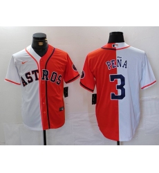 Men's Houston Astros #3 Jeremy Pena White Orange Split Stitched Baseball Jersey