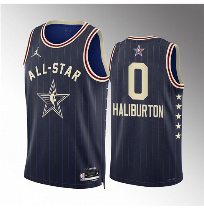Men's 2024 All-Star #0 Tyrese Haliburton Navy Stitched Basketball Jersey