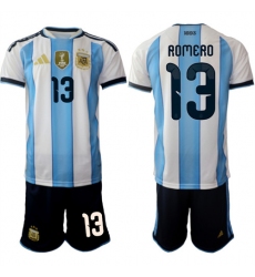 Men's Argentina #13 ROMERO National Team FIFA x World Cup 2026 Home White On Field Jersey