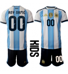 Youth Argentina Custom Any Name And Number National Team FIFA x World Cup 2026 Home White On Field Kids Jersey