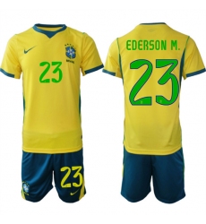 Men's Brazil #23 EDERSON M. National Team FIFA x World Cup 2026 Home On Field Jersey