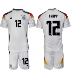 Men's Germany #12 Kevin Trapp White 2024-25 Home Soccer Jersey Suit