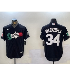 Mens Los Angeles Dodgers #34 Toro Valenzuela Black Mexico 2024 World Series Cool Base Stitched Baseball Jersey
