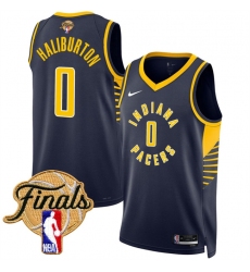 Men's Indiana Pacers #0 Tyrese Haliburton Navy 2025 Finals Icon Edition Stitched Basketball Jersey