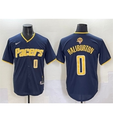 Men's Indiana Pacers #0 Tyrese Haliburton Navy 2025 Finals Vapor Stitched Baseball Jersey