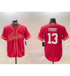Men's San Francisco 49ers #13 Brock Purdy Red Cool Base Stitched Baseball Jersey