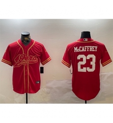 Men's San Francisco 49ers #23 Christian McCaffrey Red Cool Base Stitched Baseball Jersey