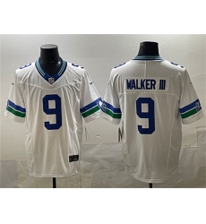 Men's Seattle Seahawks #9 Kenneth Walker III White F.U.S.E. Throwback Vapor Limited Football Stitched Jersey