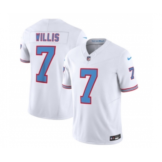 Men's Nike Tennessee Titans #7 Malik Willis White 2023 F.U.S.E. Vapor Limited Throwback Football Stitched Jersey Men's Nike Tennessee Titans #7 Malik Willis White 2023 F.U.S.E. Vapor Limited Throwback Football Stitched Jersey