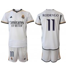 Men's Real Madrid #11 Rodrygo 2023-24 White Home Soccer Jersey