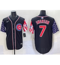 Men's Chicago Cubs #7 Dansby Swanson Black 2025 Independence Day Vapor Premier Limited Stitched Baseball Jersey
