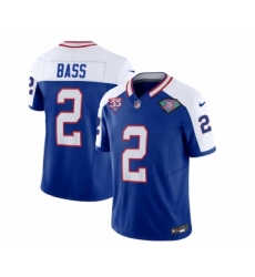 Men's Nike Buffalo Bills #2 Tyler Bass Blue White 2023 F.U.S.E. 75th Anniversary Throwback Vapor Untouchable Limited Football Stitched Jersey