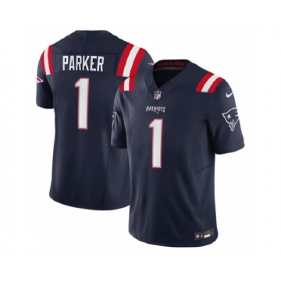 Men's Nike New England Patriots #1 DeVante Parker Navy 2023 F.U.S.E. Vapor Limited Football Stitched Jersey Men's Nike New England Patriots #1 DeVante Parker Navy 2023 F.U.S.E. Vapor Limited Football Stitched Jersey