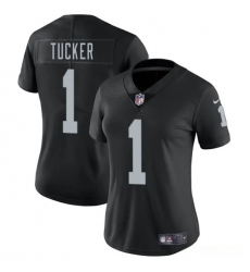 Women's Las Vegas Raiders #1 Tre Tucker Black 2025 Vapor Football Stitched Jersey(Run Small)