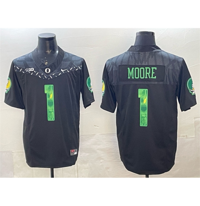 Men's Oregon Ducks #1 Dakorien Moore Black F.U.S.E. Vapor Limited Stitched Football Jersey