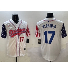 Men's Los Angeles Dodgers #17 大谷翔平 White Limited Stitched Baseball Jersey