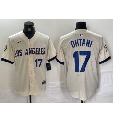 Mens Los Angeles Dodgers #17 Shohei Ohtani Cream 2024 City Connect Limited Stitched Jersey