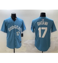 Men's Los Angeles Dodgers #17 Shohei Ohtani Light Blue Limited Stitched Baseball Jersey