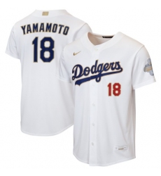 Men's Los Angeles Dodgers #18 Yoshinobu Yamamoto Nike White 2026 Gold Collection Home Replica Jersey