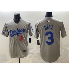 Mens Los Angeles Dodgers #3 Edwin Díaz Grey With 2025 World Series Champions Limited Stitched Baseball Jersey