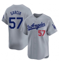 Men's Los Angeles Dodgers #57 Luis Garcia Grey Cool Base Stitched Baseball Jersey1