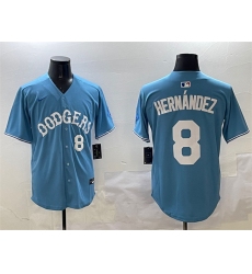 Men's Los Angeles Dodgers #8 Enrique Hernández Light Blue Limited Stitched Baseball Jersey