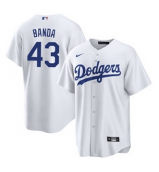 Mens's Los Angeles Dodgers #43 Anthony Banda White Cool Base Stitched Baseball Jersey