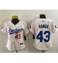 Women's Los Angeles Dodgers #43 Anthony Banda Cream 2025 Tokyo Series Limited Stitched Baseball Jersey(Run Small)