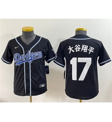 Youth Los Angeles Dodgers #17 大谷翔平 Black Stitched Baseball Jersey