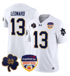 Men's Notre Dame Fighting Irish #13 Riley Leonard White F.U.S.E. 2024 Orange Bowl Limited Stitched Football Jersey