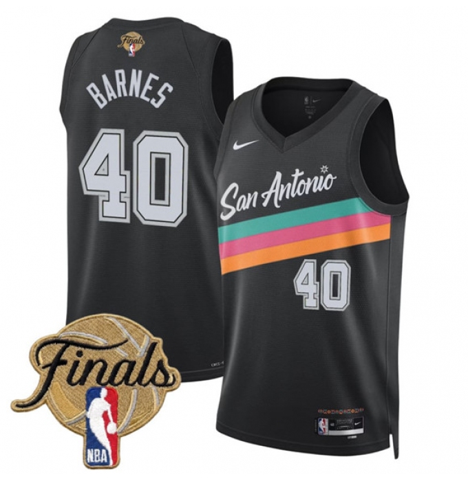 Men's San Antonio Spurs #40 Harrison Barnes Black 2026 Finals City Edition Stitched Basketball Jersey