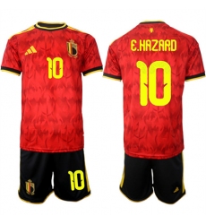 Men's Belgium #10 E.HAZARD National Team FIFA x World Cup 2026 Home Red On Field Jersey